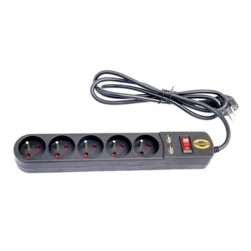Listwa zasilająca przeciwprzepięciowa Orvaldi ORV5 3m z ładowarka USB 2.0 AP5U-3m